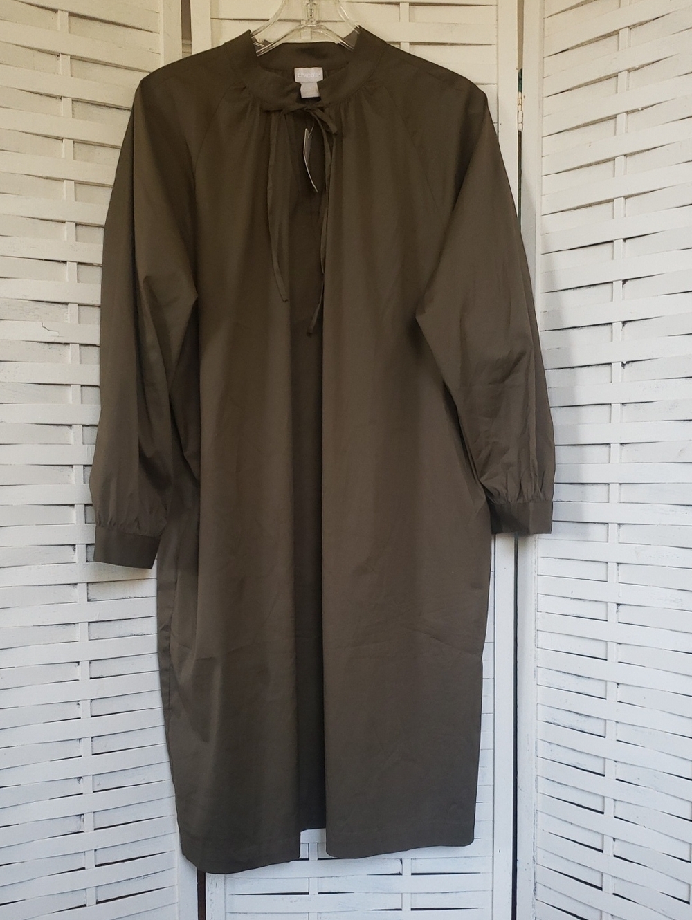 Chicos Green Tunic Long Sleeve Dress Size 3 New